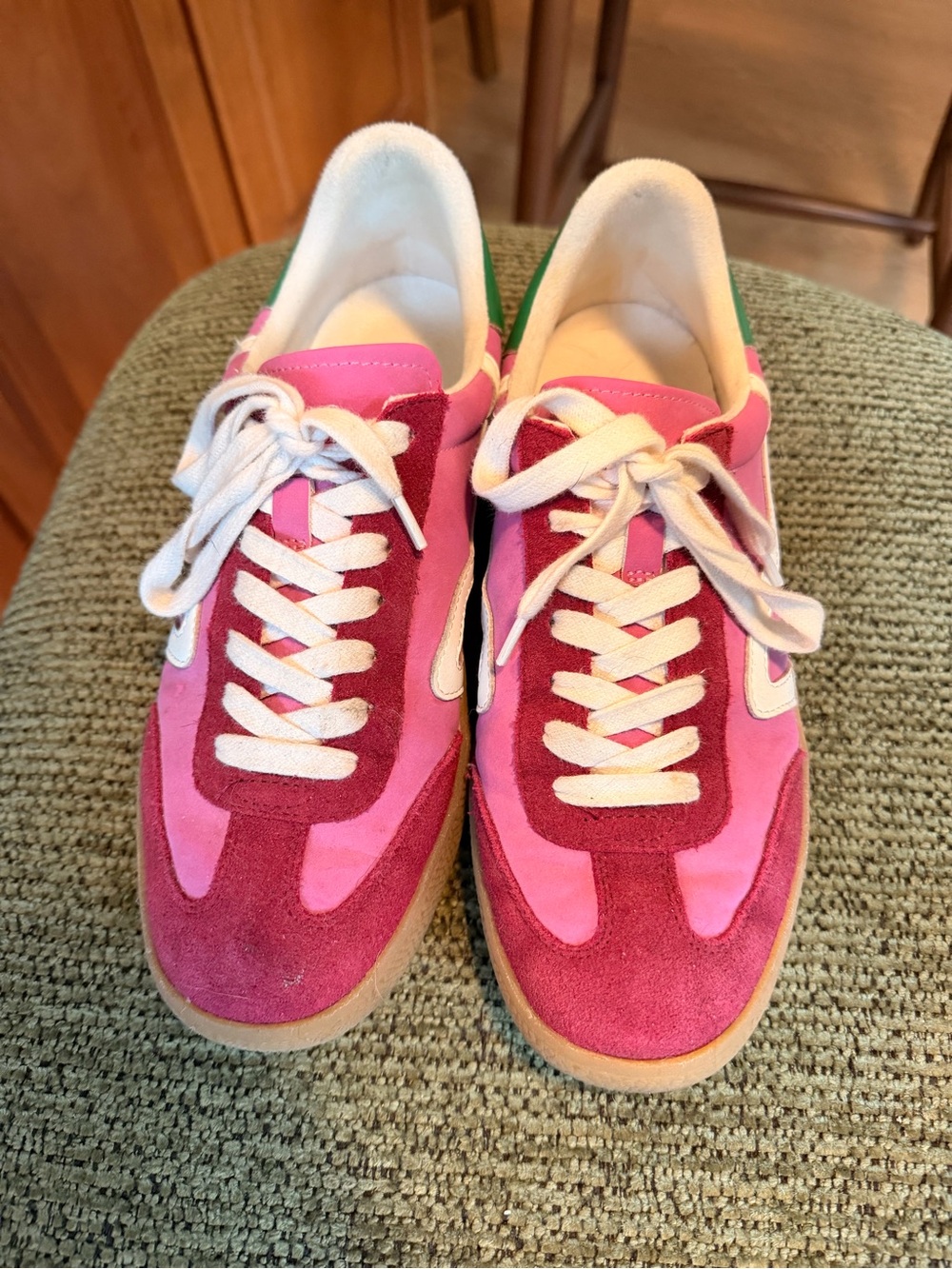 Steve Madden Two-Tone Pink Suede & Canvas Lace-Up Sneakers